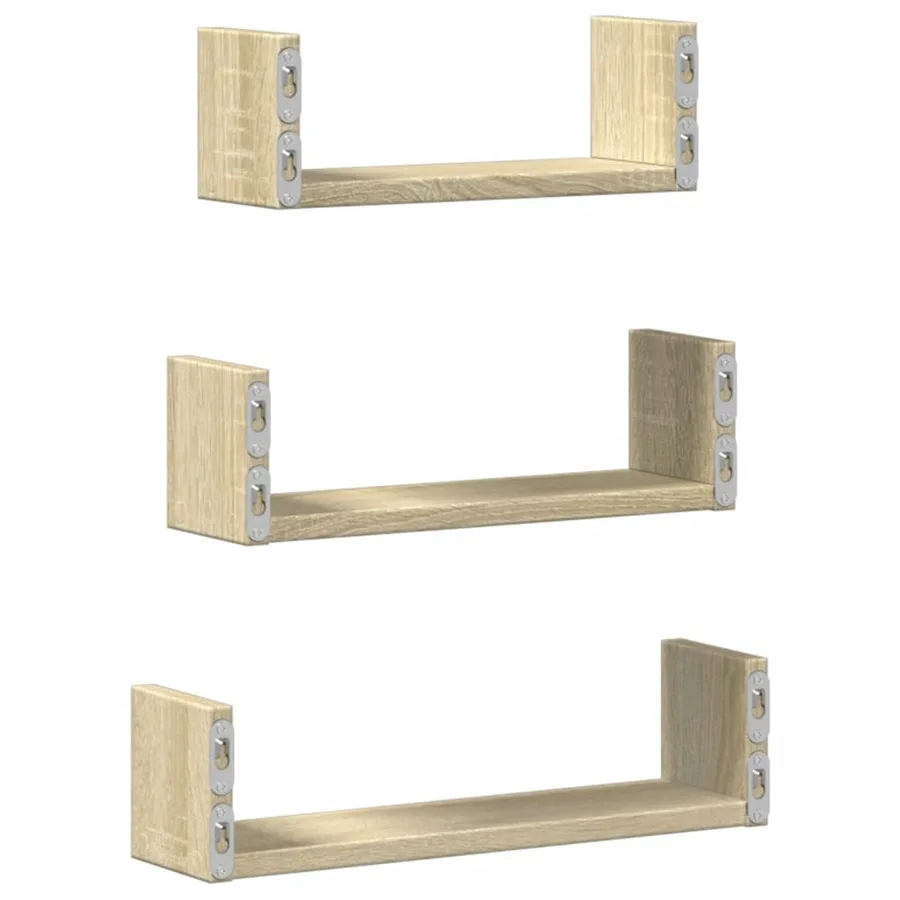 Étagères murales 3 pcs chêne sonoma bois d'ingénierie - 6
