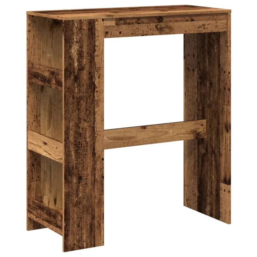 Table de bar avec étagères vieux bois bois d'ingénierie - 2