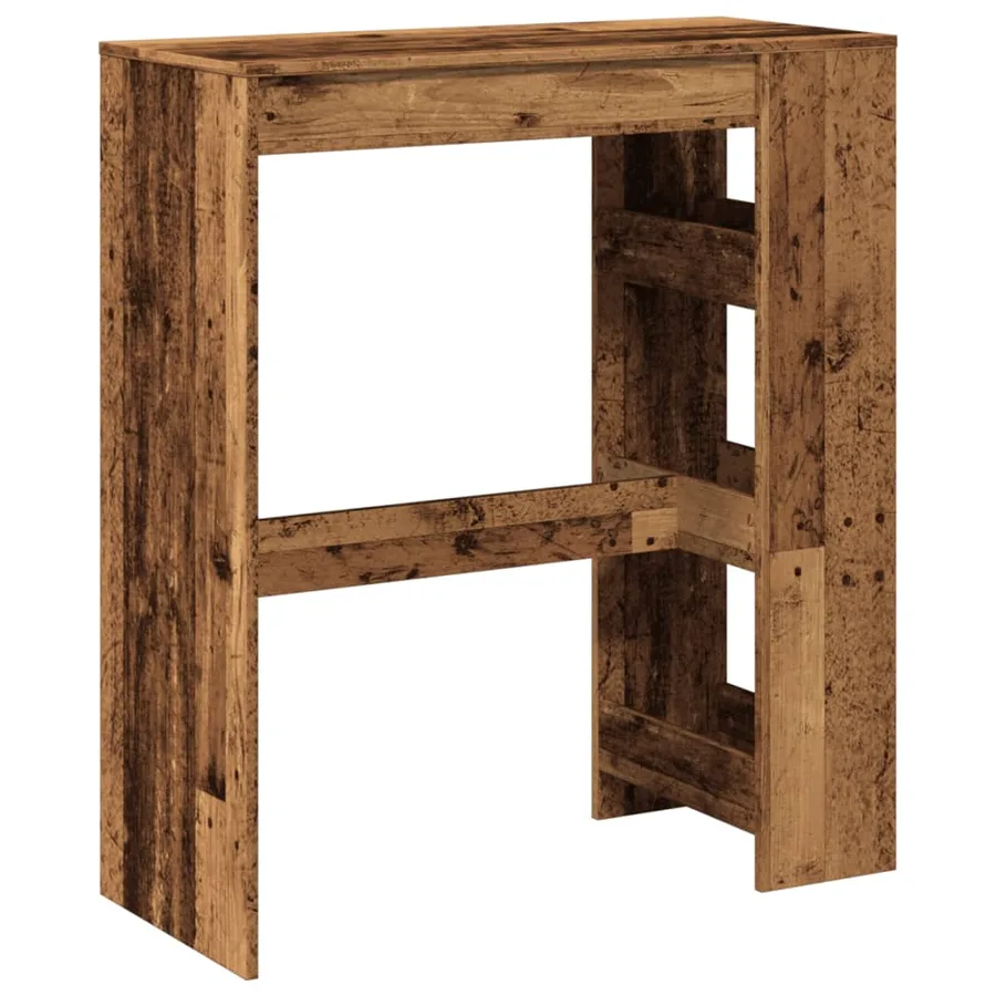 Table de bar avec étagères vieux bois bois d'ingénierie - 6