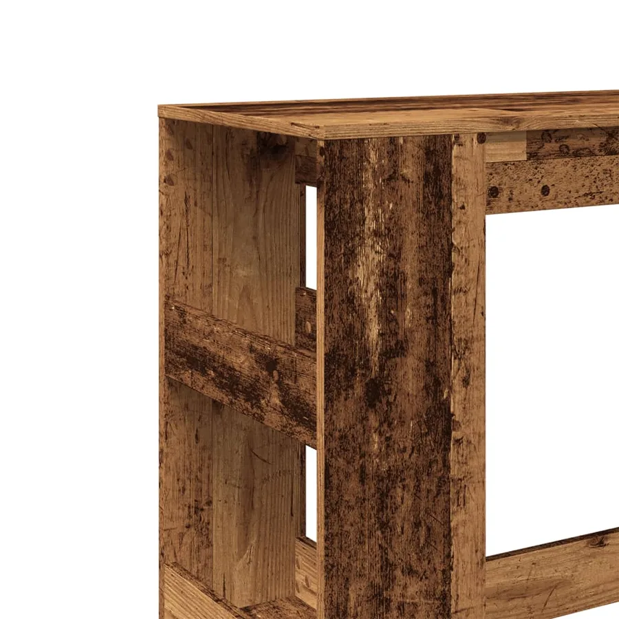 Table de bar avec étagères vieux bois bois d'ingénierie - 7