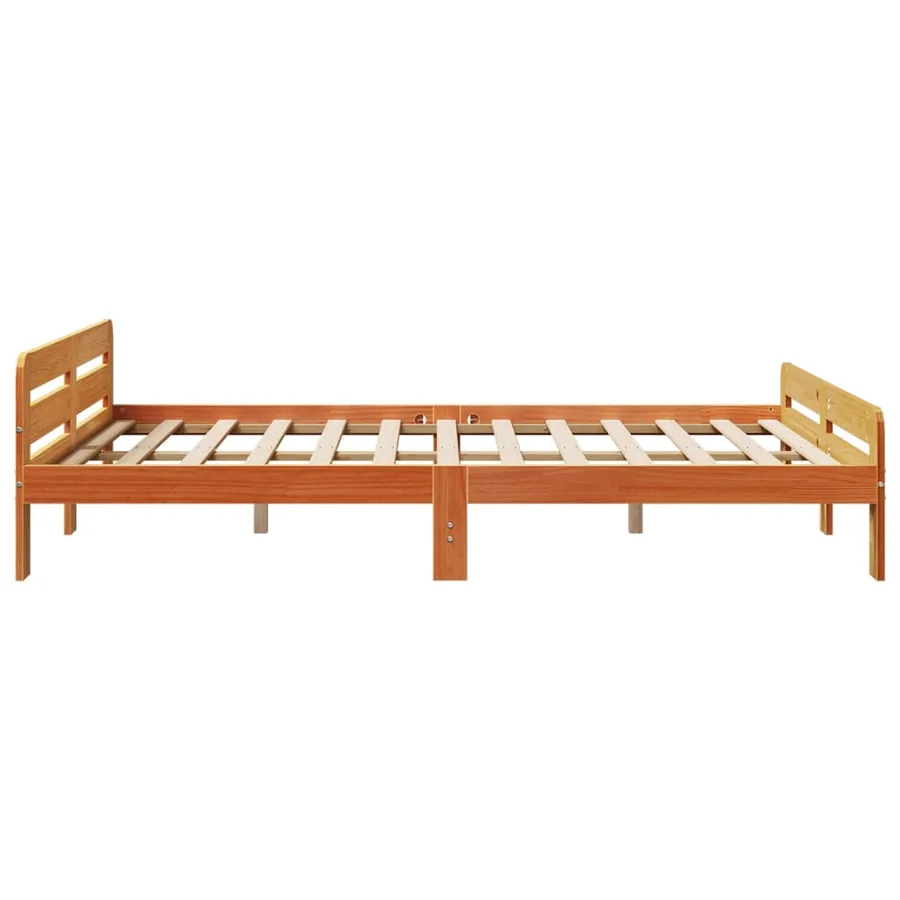 Cadre de lit sans matelas cire marron 160x200cm bois pin massif - 5