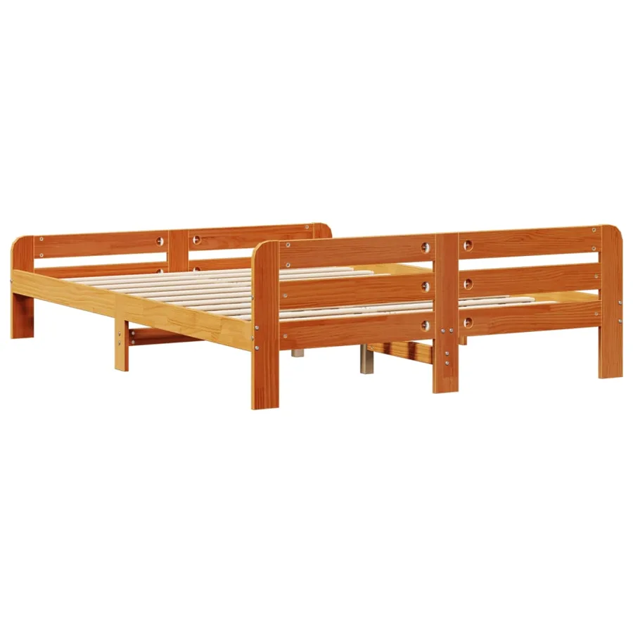 Cadre de lit sans matelas cire marron 160x200cm bois pin massif - 6