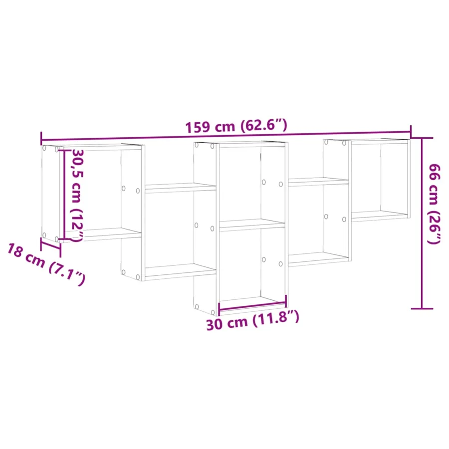 Étagère murale sonoma gris 159x18x66 cm bois ingénierie - 10