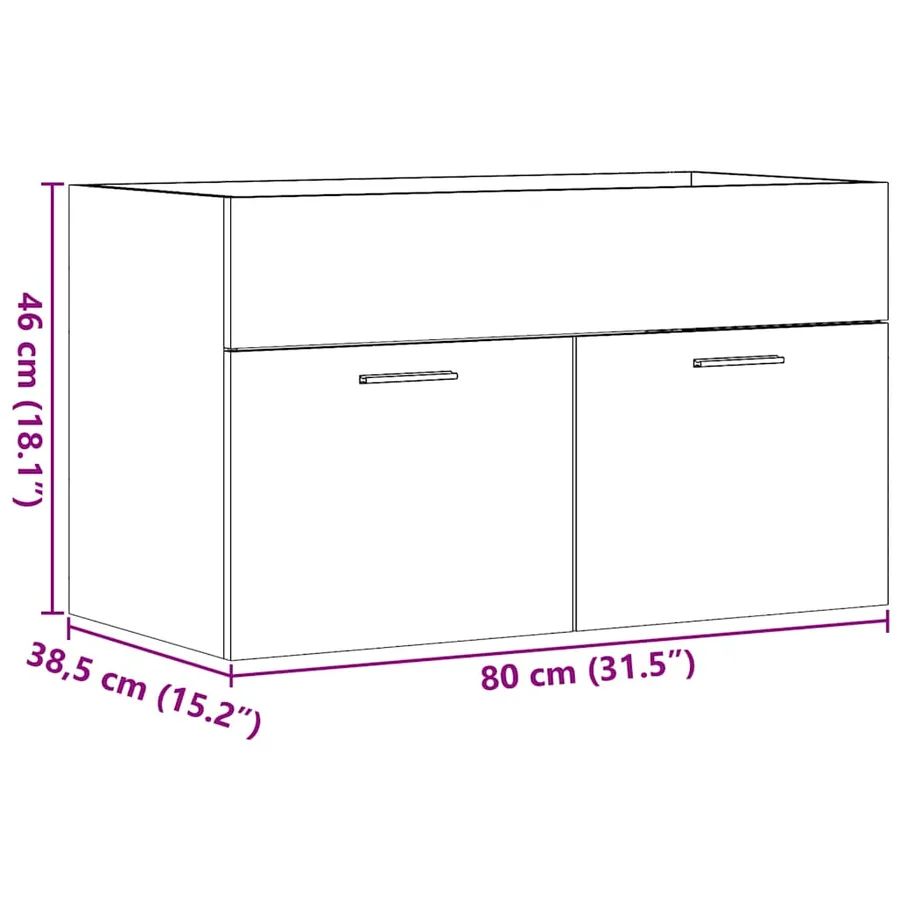 Armoire d'évier Chêne sonoma 80x38,5x46 cm Aggloméré - 11