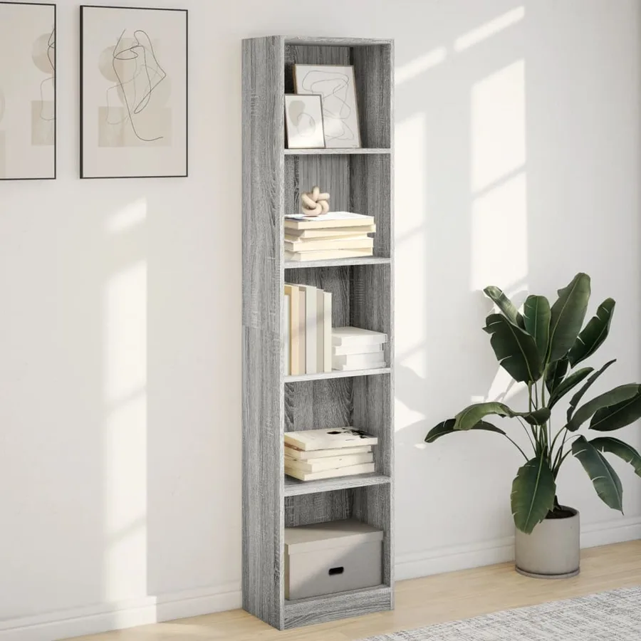 Bibliothèque sonoma gris 40x24x176 cm bois d'ingénierie - 3