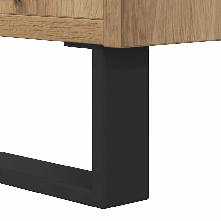 Table basse chêne artisanal 90x50x36,5 cm bois d'ingénierie - 8