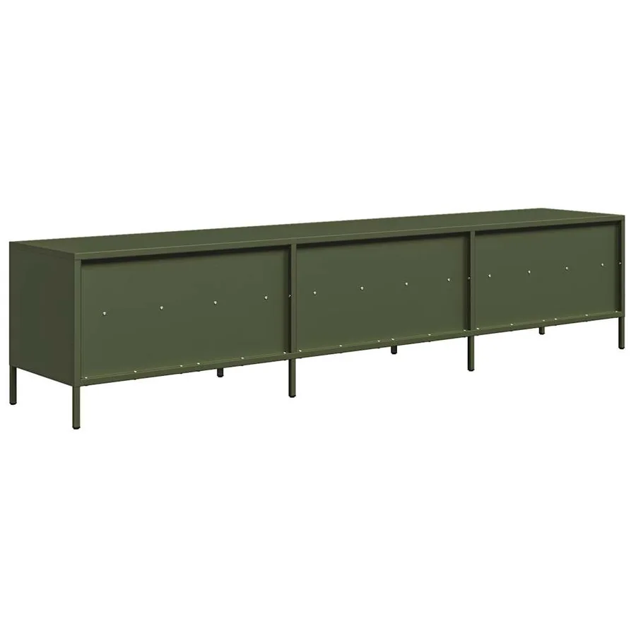 Meuble TV vert olive 202x39x43,5 cm acier laminé à froid - 7