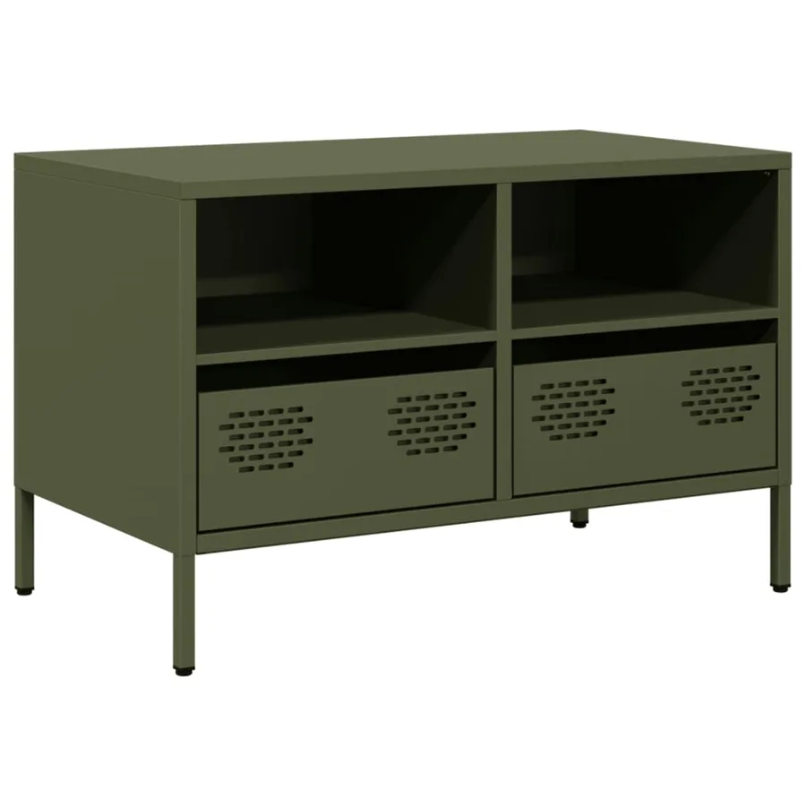 Meuble TV vert olive 68x39x43,5 cm acier laminé à froid - 2