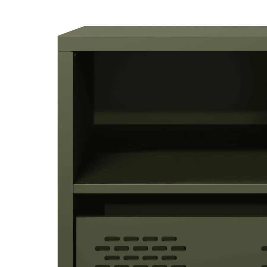 Meuble TV vert olive 68x39x43,5 cm acier laminé à froid - 9