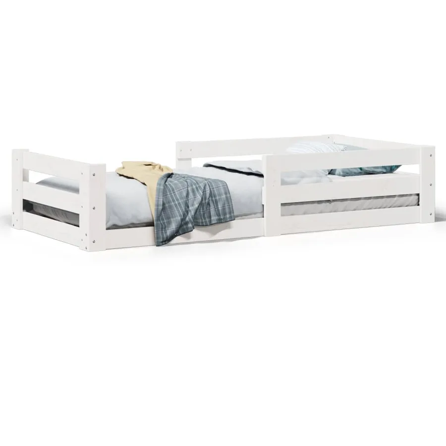 Cadre de lit sans matelas blanc 70x140 cm bois de pin massif - 2