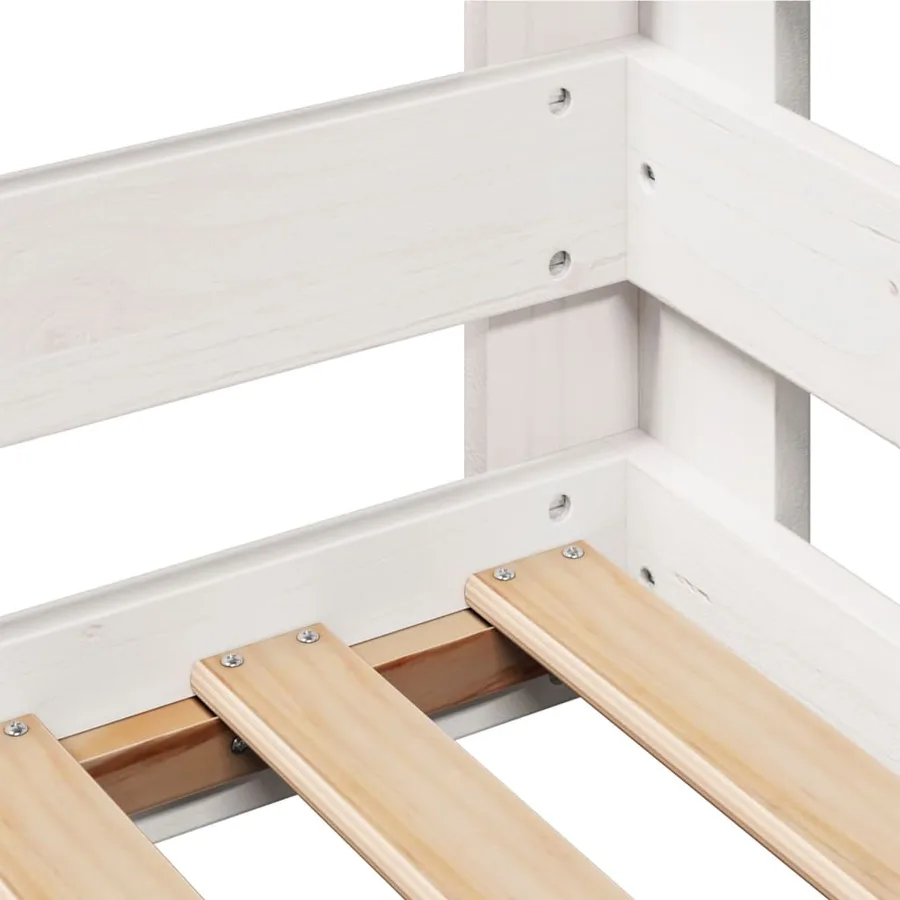 Cadre de lit sans matelas blanc 70x140 cm bois de pin massif - 7