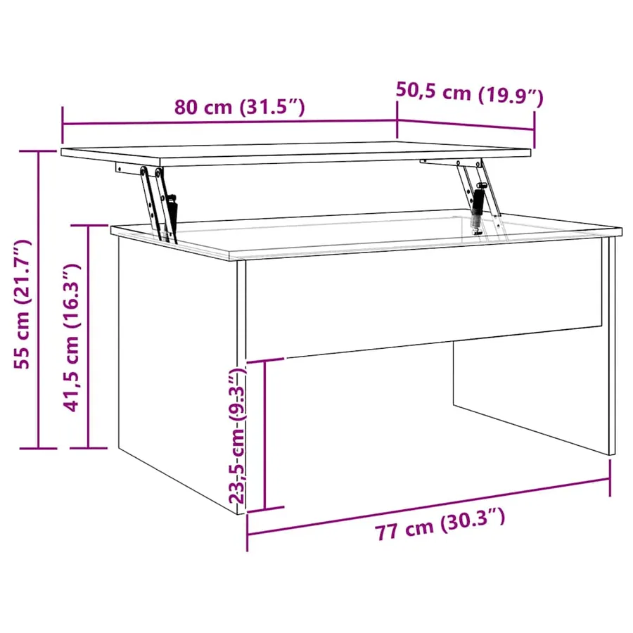 Table basse chêne artisanal 80x50,5x41,5 cm bois d'ingénierie - 11