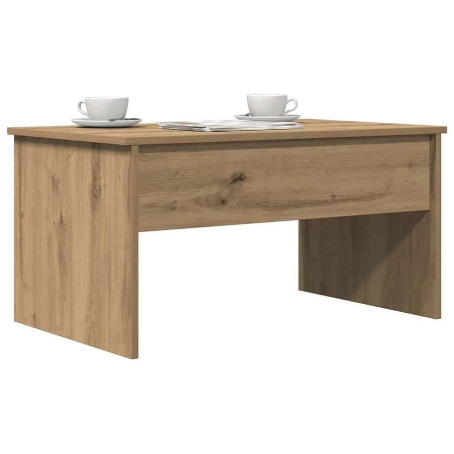 Table basse chêne artisanal 80x50,5x41,5 cm bois d'ingénierie - 3