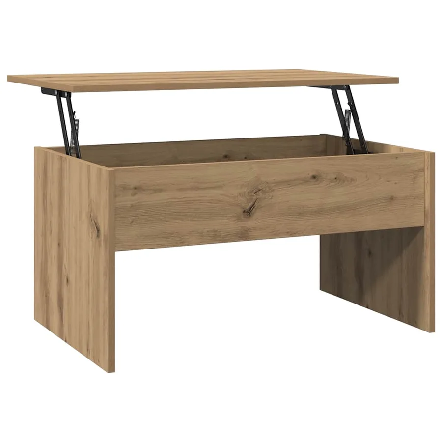 Table basse chêne artisanal 80x50,5x41,5 cm bois d'ingénierie - 5