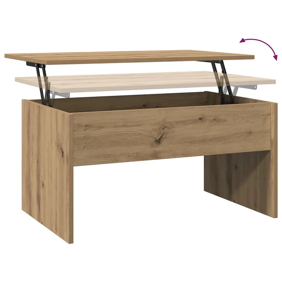 Table basse chêne artisanal 80x50,5x41,5 cm bois d'ingénierie - 8