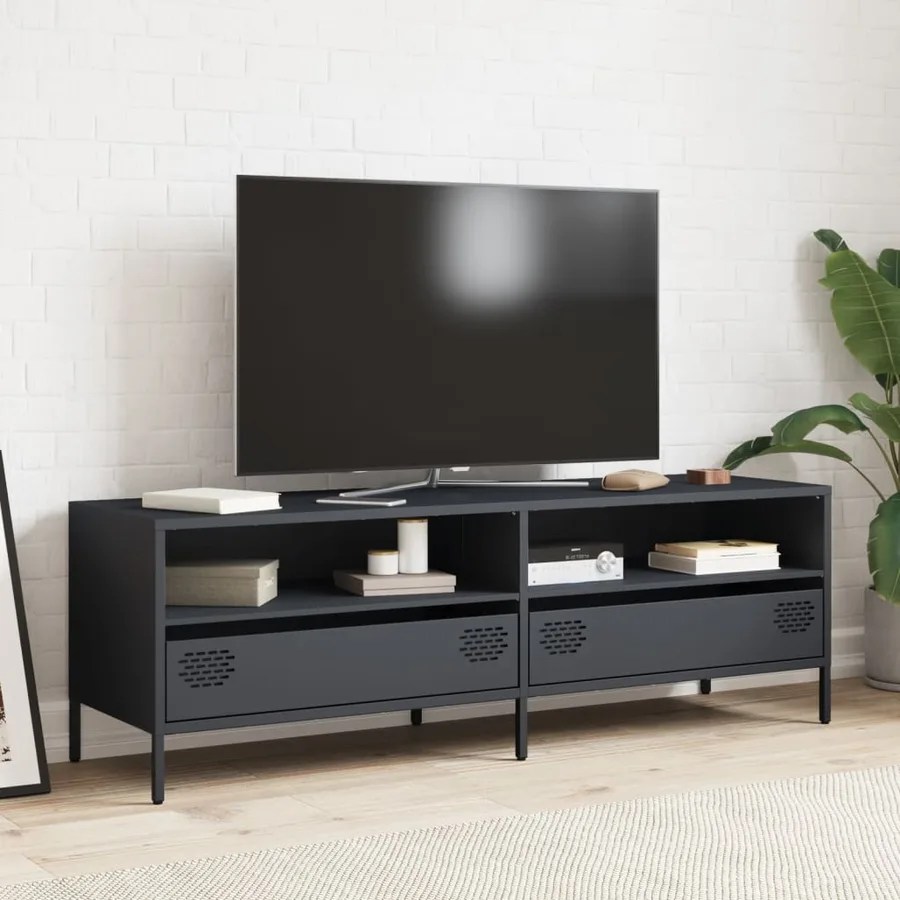 Meuble TV anthracite 135x39x43,5 cm acier laminé à froid - 3
