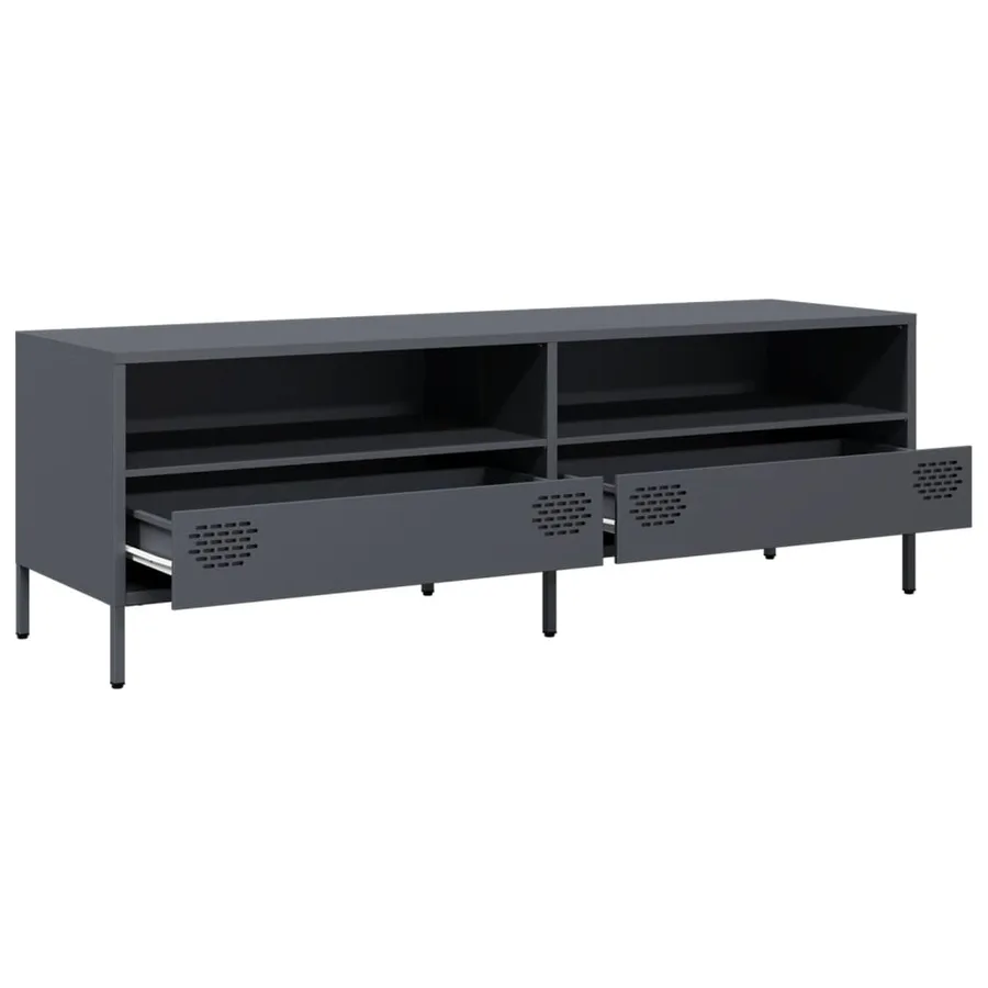 Meuble TV anthracite 135x39x43,5 cm acier laminé à froid - 5