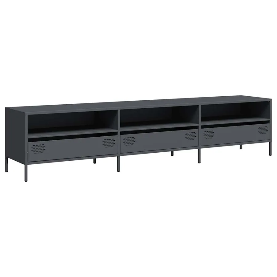 Meuble TV anthracite 202x39x43,5 cm acier laminé à froid - 2