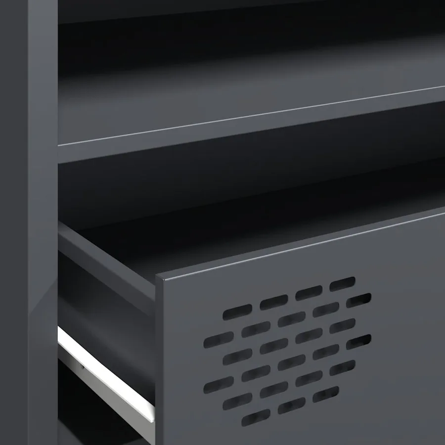 Meuble TV anthracite 202x39x43,5 cm acier laminé à froid - 9