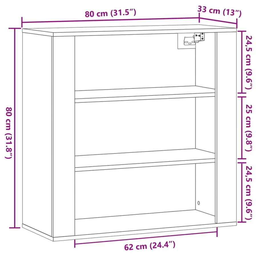Armoire murale vieux bois 80x33x80 cm bois d'ingénierie - 9
