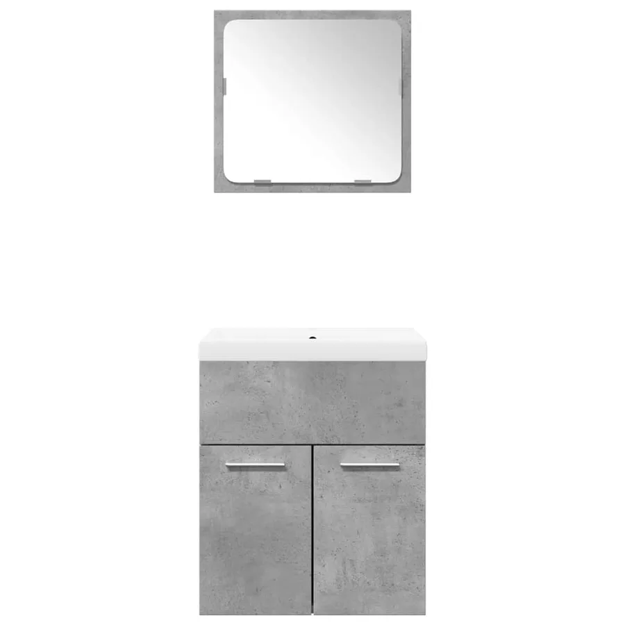 Ensemble de meubles de salle de bain 3 pcs gris béton - 4