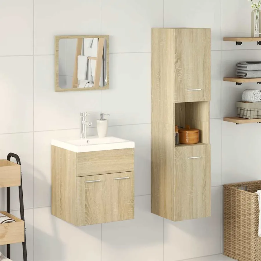 Ensemble de meubles de salle de bain 4 pcs chêne sonoma - 3