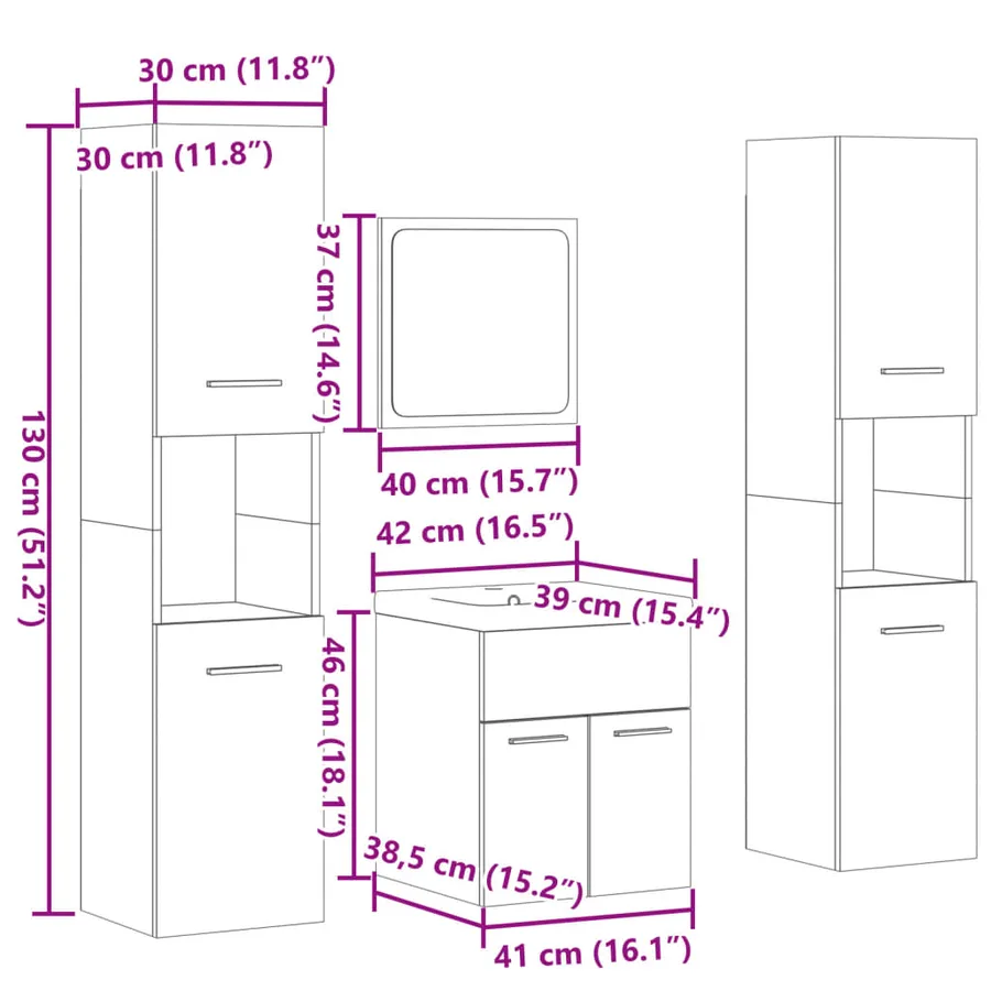 Ensemble de meubles de salle de bain 5 pcs chêne sonoma - 12