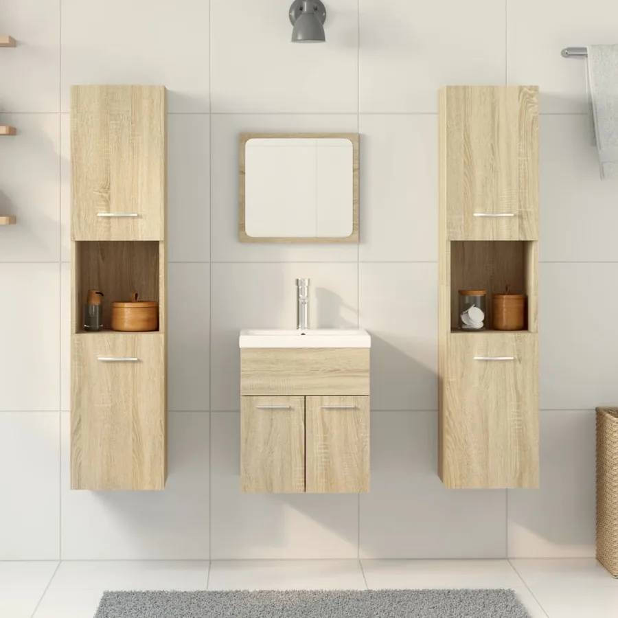 Ensemble de meubles de salle de bain 5 pcs chêne sonoma - 3