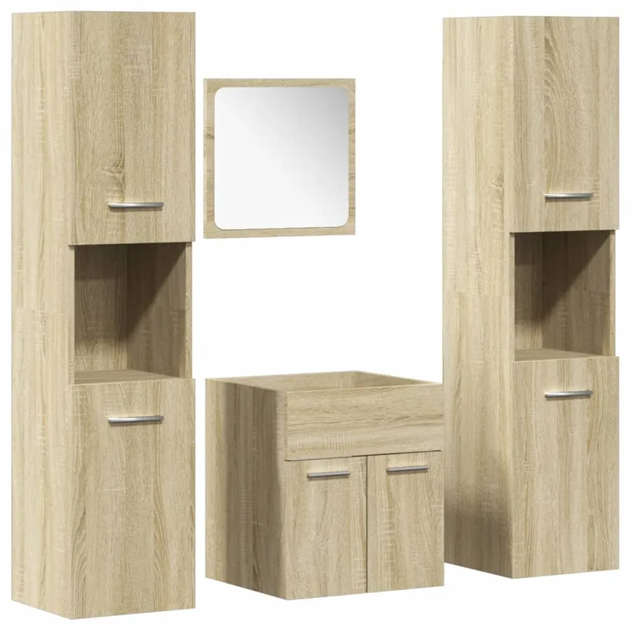 Ensemble de meubles de salle de bain 4 pcs chêne sonoma - 2