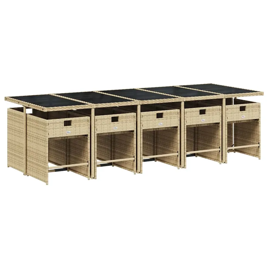 Ensemble à manger de jardin et coussins 11 pcs mélange beige - 3