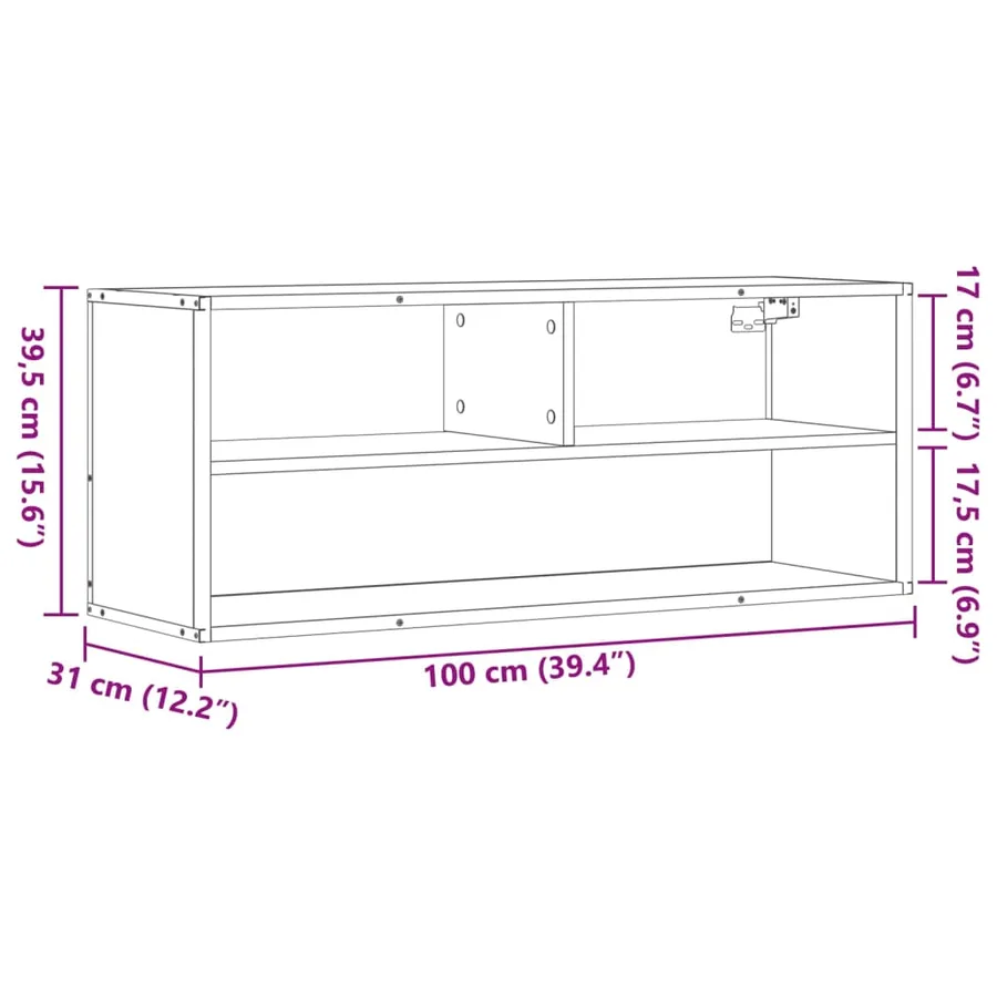 Meuble TV chêne fumé 100x31x39,5 cm bois d'ingénierie et métal - 10