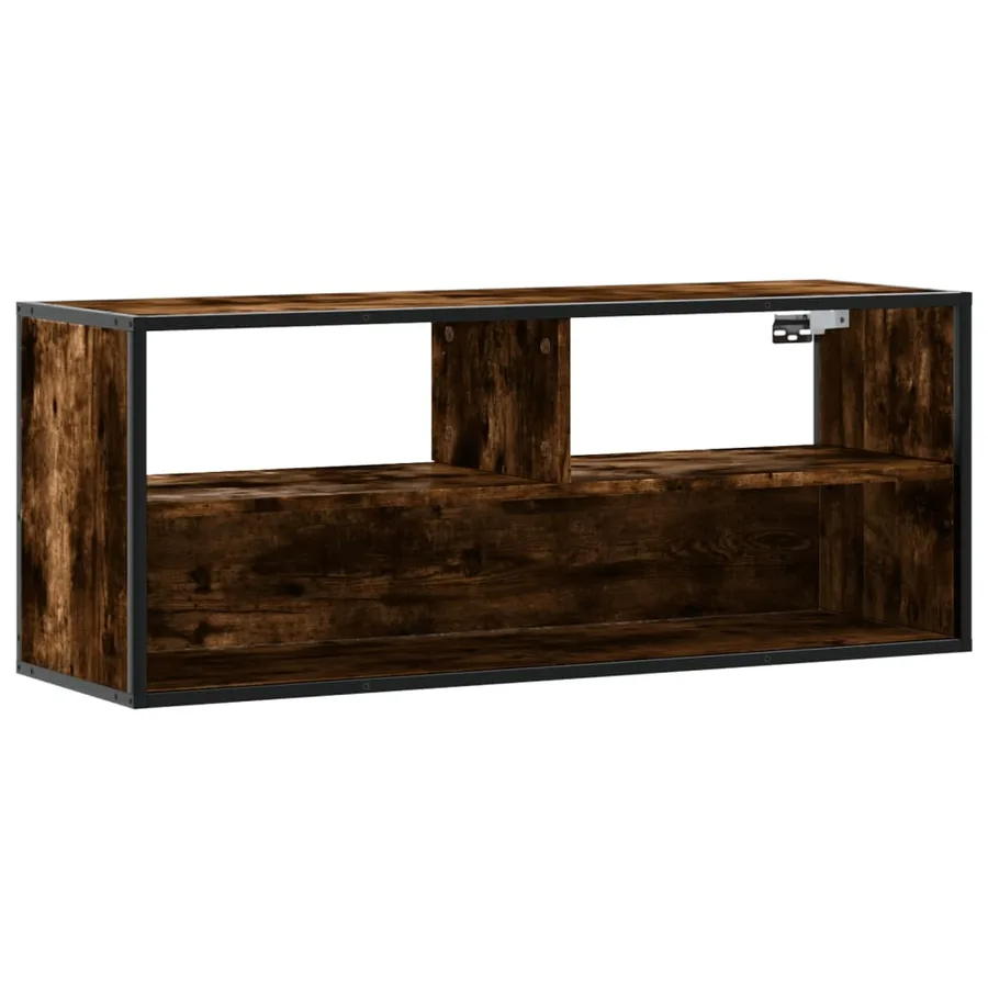 Meuble TV chêne fumé 100x31x39,5 cm bois d'ingénierie et métal - 2