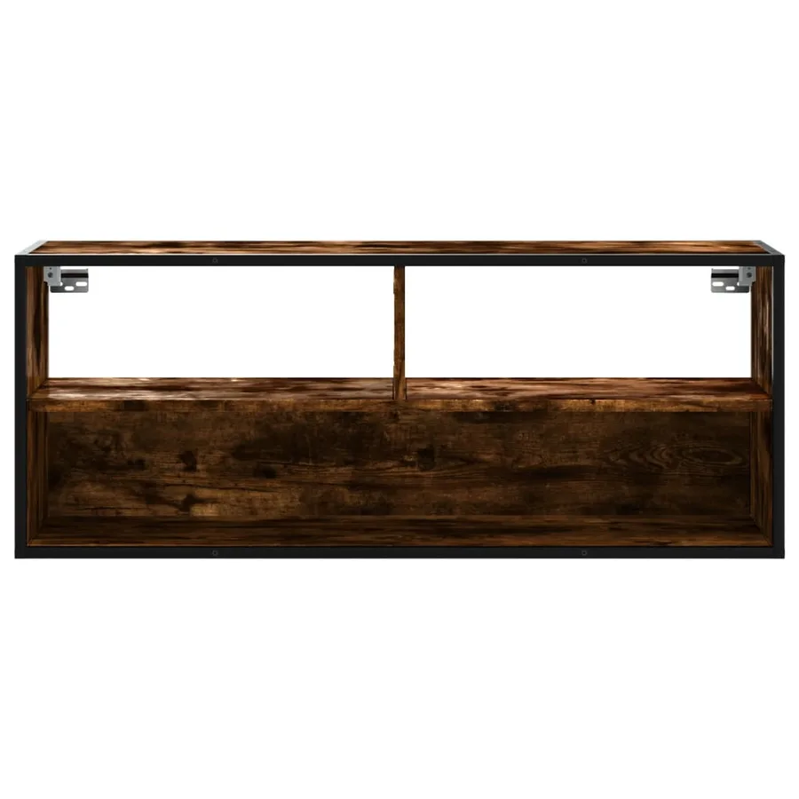 Meuble TV chêne fumé 100x31x39,5 cm bois d'ingénierie et métal - 4
