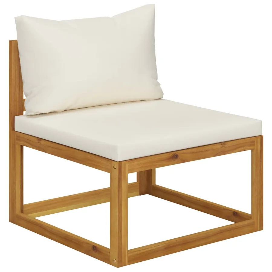 Salon de jardin 4 pcs avec coussin Crème Bois d'acacia solide - 4