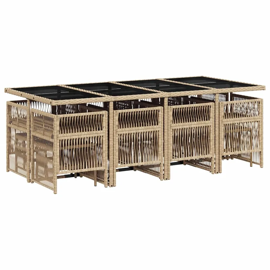 Ensemble à manger de jardin coussins 13 pcs mélange beige rotin - 3