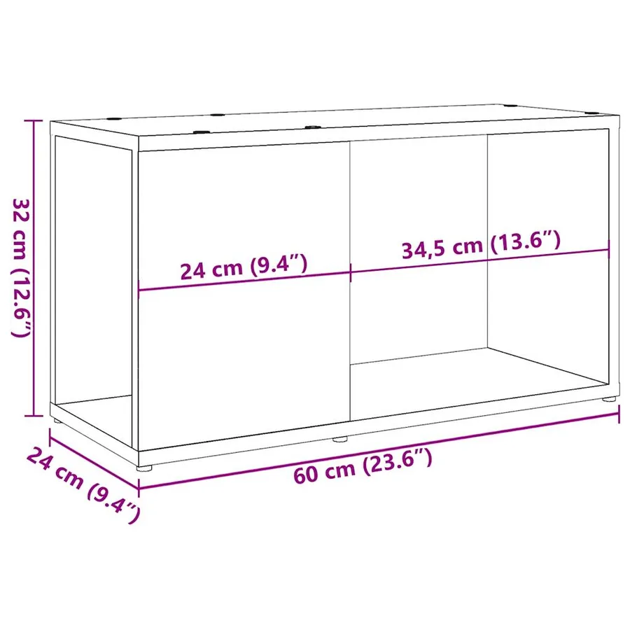 Meuble TV vieux bois 60x24x32cm bois d'ingénierie - 10