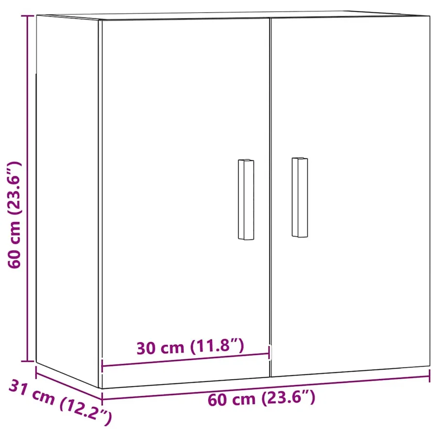 Armoire murale chêne artisanal 60x31x60 cm bois d'ingénierie - 10