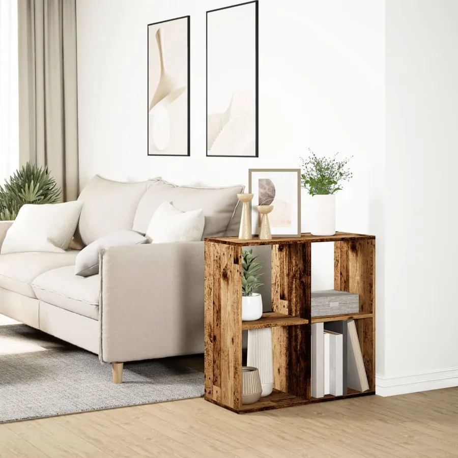 Étagère séparatrice de pièce vieux bois 69,5x29x69,5 cm - 4