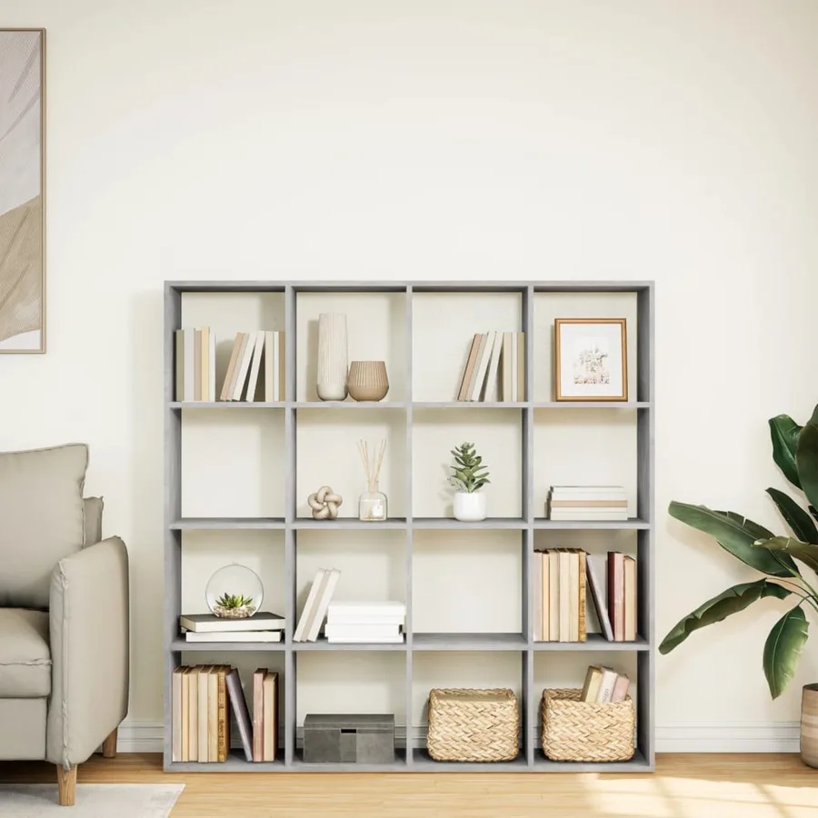 Bibliothèque gris béton 137,5x29x137,5 cm bois d'ingénierie - 3