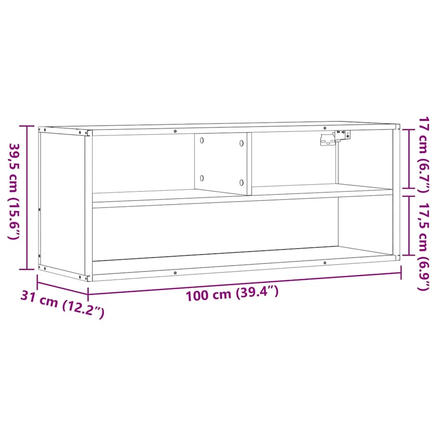 Meuble TV noir 100x31x39,5 cm bois d'ingénierie et métal - 10