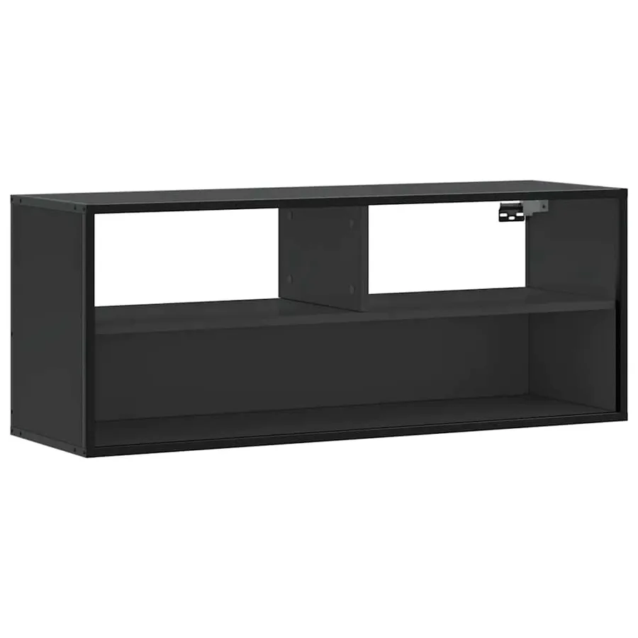 Meuble TV noir 100x31x39,5 cm bois d'ingénierie et métal - 2