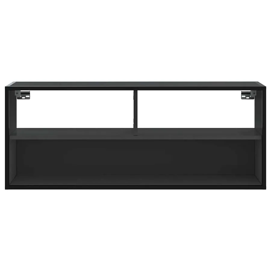 Meuble TV noir 100x31x39,5 cm bois d'ingénierie et métal - 4