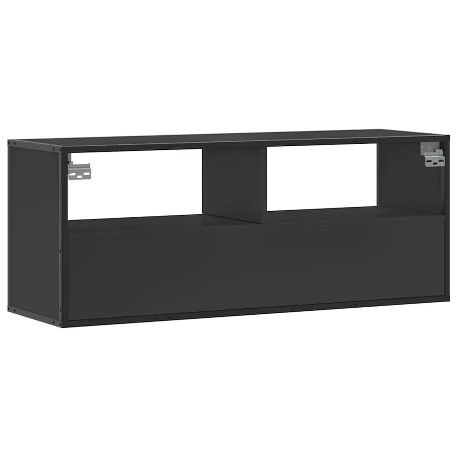 Meuble TV noir 100x31x39,5 cm bois d'ingénierie et métal - 6