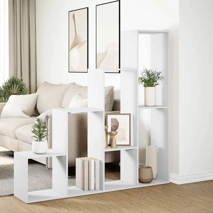 Étagère séparatrice de pièce à 4 niveaux blanc 143,5x29x143,5cm - 4