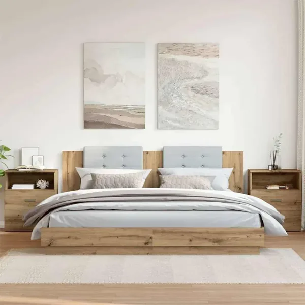 Tables de chevet 2 pcs chêne artisanal bois d'ingénierie