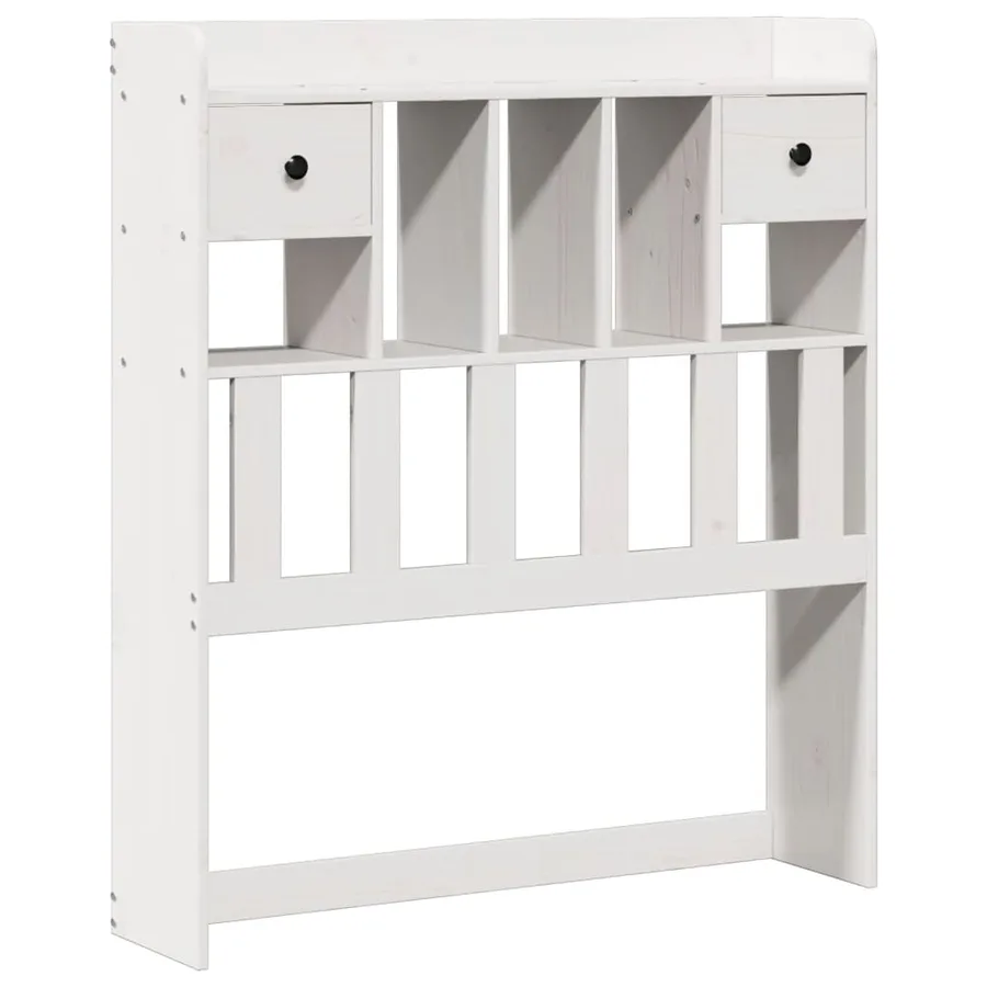 Lit bibliothèque sans matelas blanc 90x200cm bois de pin massif - 6