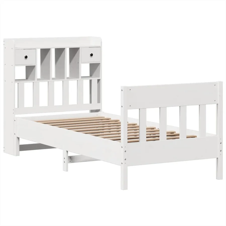 Cadre de lit sans matelas blanc 90x200 cm bois de pin massif - 3