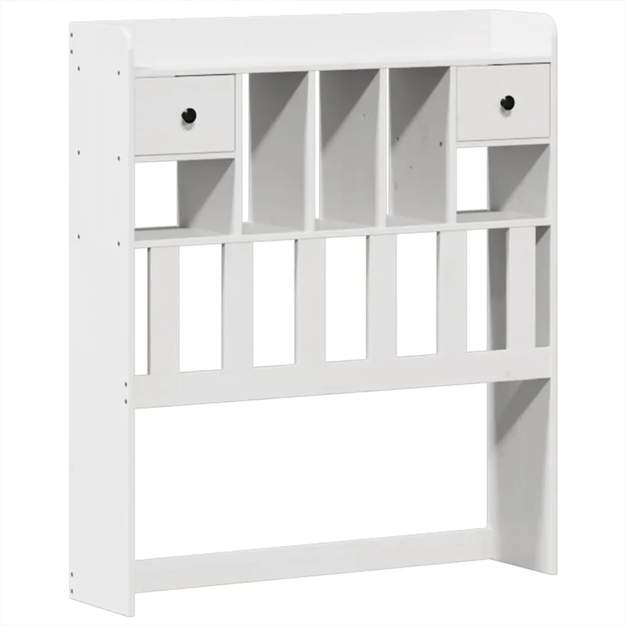 Lit bibliothèque sans matelas blanc 90x200cm bois de pin massif - 7