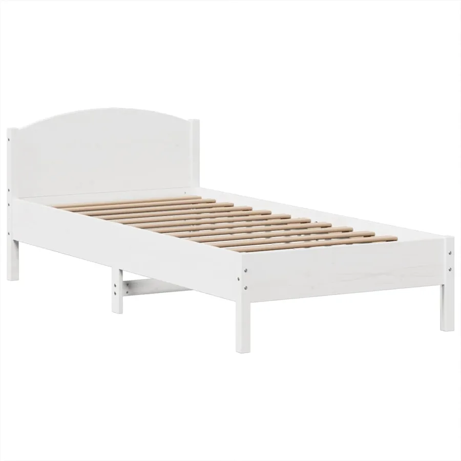 Lit bibliothèque sans matelas blanc 90x200cm bois de pin massif - 8