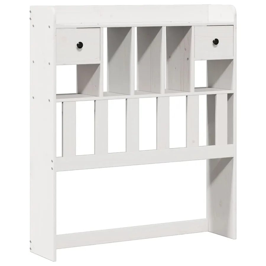 Lit bibliothèque sans matelas blanc 90x200cm bois de pin massif - 6